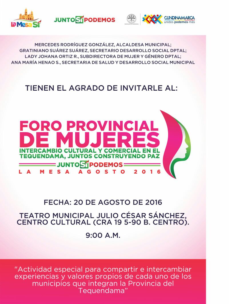 Cundinamarca y la alcaldía de La Mesa aliados por las mujeres