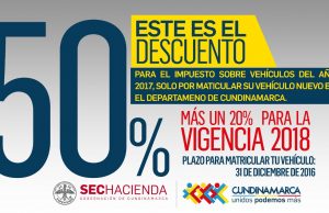 Matricule su vehículo nuevo en Cundinamarca y obtenga beneficio tributario