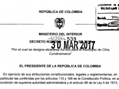 Se designará Alcaldesa Ad-hoc para el municipio de Chía