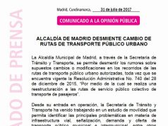 Alcaldía de Madrid desmiente cambio de rutas de transporte público urbano