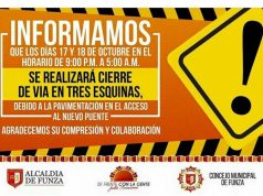 Cierre de vía en Tres Esquinas