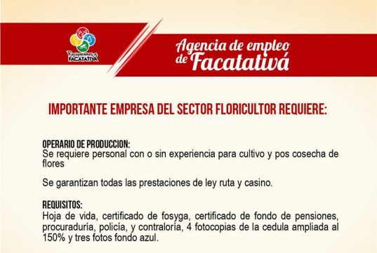 En Facatativá si hay trabajo