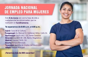 405 vacantes para las cundinamarquesas en el Día Internacional de la Mujer