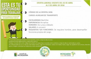 Ofertas laborales en el municipio de Mosquera