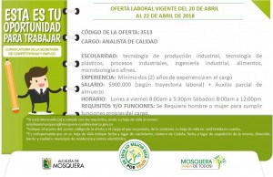 Participa en las diferentes ofertas laborales que te ofrece la alcaldía de Mosquera