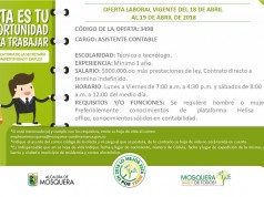 Nuevas ofertas laborales en el municipio de Mosquera
