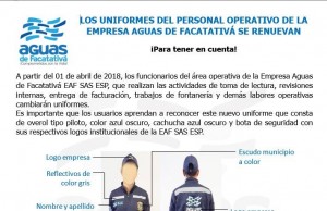 Nuevos uniformes de la Empresa Aguas de Facatativá