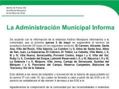 Se suspende el servicio de acueducto en el municipio de Mosquera