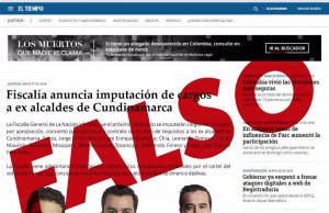 Noticia falsa sobre imputación de cargos a ex alcaldes de Cundinamarca.
