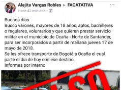 Falsa información sobre reclutamiento de jóvenes en el Ejército