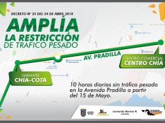 Se amplía la restricción al tráfico pesado por la Avenida Pradilla en Chía