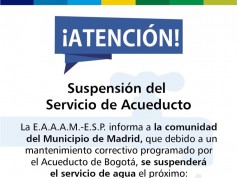 Suspensión al servicio de Acueducto en el municipio de Madrid