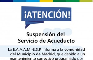 Suspensión al servicio de Acueducto en el municipio de Madrid