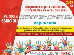 Tenga en cuenta las fechas para matrículas, del año escolar 2019 en Soacha