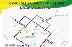 Tenga en cuenta los desvíos vehiculares que habrá en el municipio de Mosquera