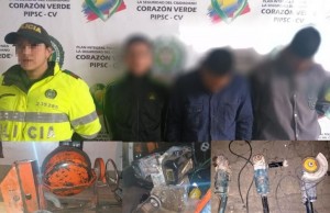 Tres capturados en flagrancia en Chía tras intentar hurtar elementos de construcción