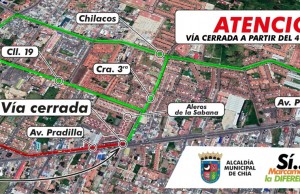 ¡Atención! Desde este miércoles estará cerrada la Av. Pradilla en Chía