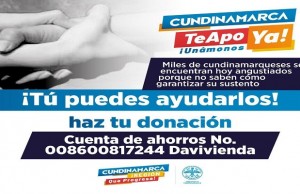 Gobernación de Cundinamarca lanzó una iniciativa para apoyar a las familias cundinamarqueses más necesitadas