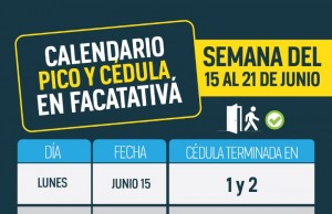Calendario de pico y cédula en Facatativá para este periodo de cuarentena en la semana del 15 al 21 de junio