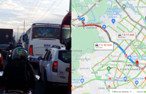 Flujo vehicular detenido por la Calle 13 tráfico