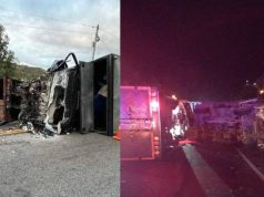 Fuerte accidente: dos vehículos tipo furgón se volcaron