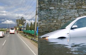 Carro cae en un canal de agua: fuerte accidente en Mosquera