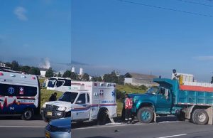Ambulancia que llegaba a atender emergencia fue estrellada por camión