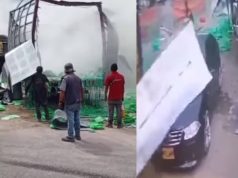 En video: furgón que transportaba espuma explotó