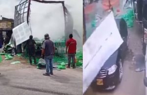 En video: furgón que transportaba espuma explotó