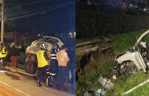 Accidente de tránsito deja un vehículo volcado