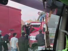 Choque entre camiones afecta la movilidad en Madrid