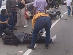 Accidente involucra motocicleta y vehículo particular