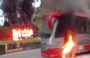 Emergencia en la vía Bogotá: buseta se incendia