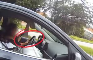 Conductora chatea y fuma mientras maneja