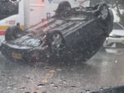 Vehículo se volcó en la vía perimetral de Funza