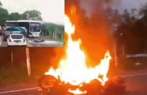 Joven motociclista murió en violento choque con bus