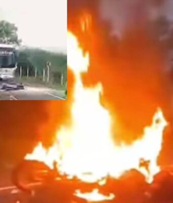 Joven motociclista murió en violento choque con bus
