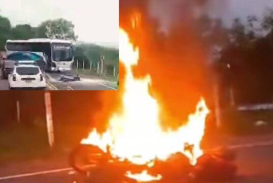 Joven motociclista murió en violento choque con bus