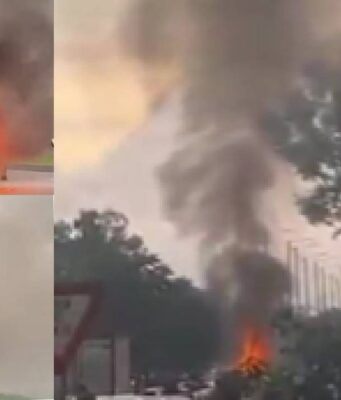 Carro se incendió en plena vía y colapsó la movilidad