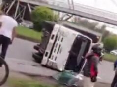 Caos en la Calle 80: camión volcado paraliza la vía Funza–Siberia