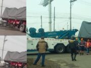 ¡Caos vial en la calle 13! Camión cae en enorme hueco y colapsa la movilidad