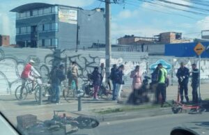 Choque entre moto y bicicleta genera emergencia en la vía Funza