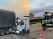 Fuerte accidente entre dos vehículos de carga genera congestión