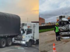 Fuerte accidente entre dos vehículos de carga genera congestión