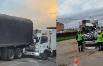 Fuerte accidente entre dos vehículos de carga genera congestión