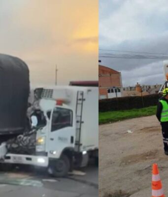 Fuerte accidente entre dos vehículos de carga genera congestión