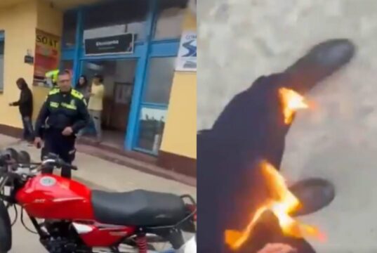 Le pidieron los documentos y terminó atacando con fuego a un agente de tránsito
