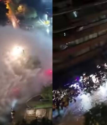 ¡Emergencia en la carrera Séptima! Una tubería rota inundó una vía clave del norte de Bogotá