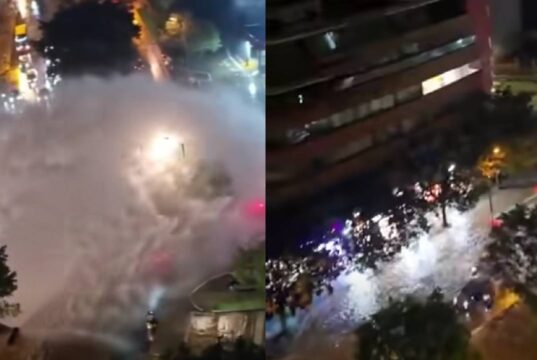 ¡Emergencia en la carrera Séptima! Una tubería rota inundó una vía clave del norte de Bogotá